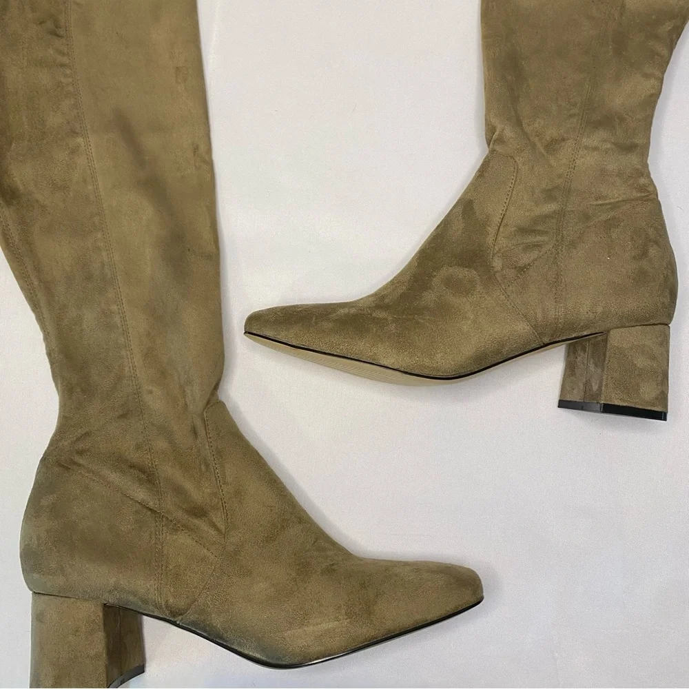 Marc Fisher LTD Charlote Suede Over Knee Boot Tan Size 9